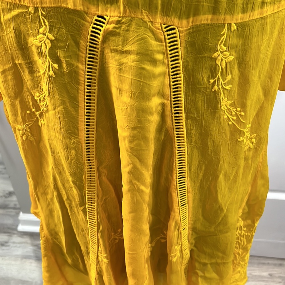 Johnny Was Yellow Embroidered Boho Top - Picture 7 of 10